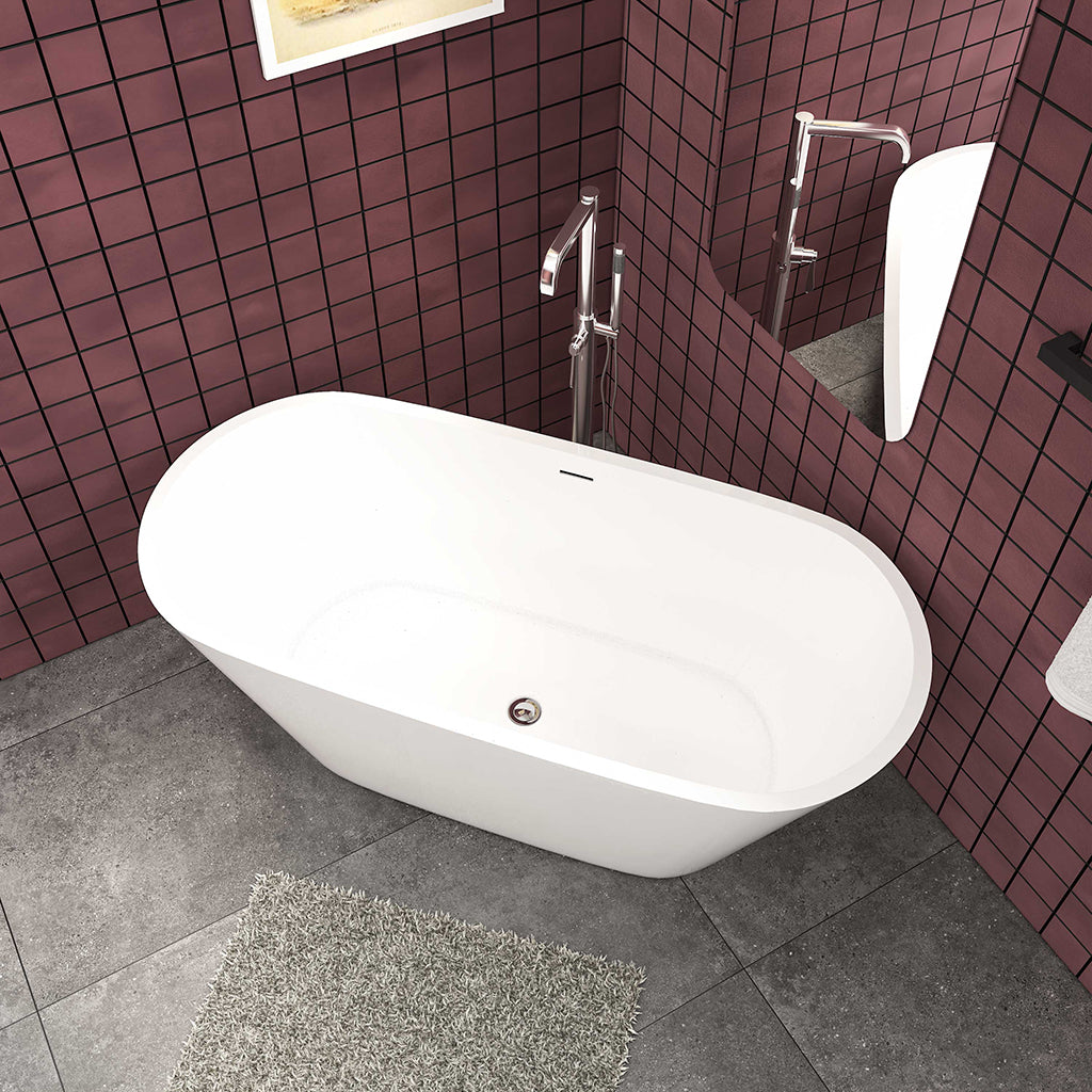 Badewanne Oval Freistehende Badewanne, weiß, Acrylbadewanne 150x70cm