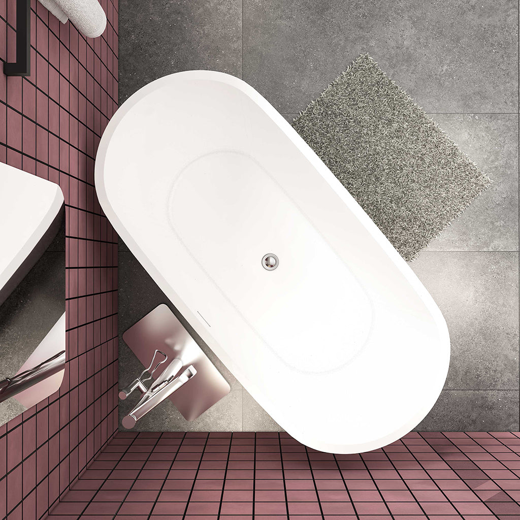 Badewanne Oval Freistehende Badewanne, weiß, Acrylbadewanne 150x70cm