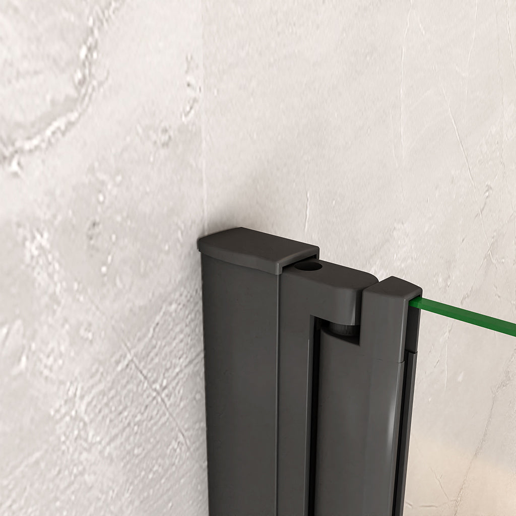 Nano Glas Faltwand Drehwand Trennwand Badewannenaufsatz Duschwand Abtrennung 140 cm Schwarz