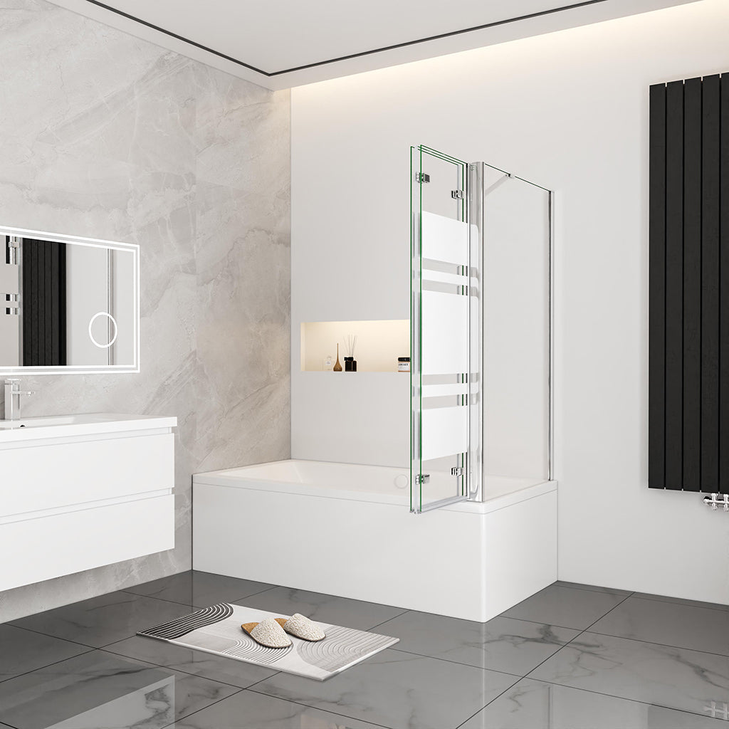 Nano Glas Faltwand Drehwand Trennwand Badewannenaufsatz mit Seitenwand Duschwand Abtrennung 140+80cm Chrom
