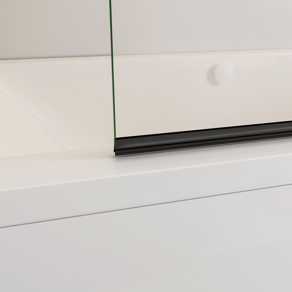 Nano Glas Faltwand Drehwand Trennwand Badewannenaufsatz mit Seitenwand Duschwand Abtrennung 140+80cm Schwarz