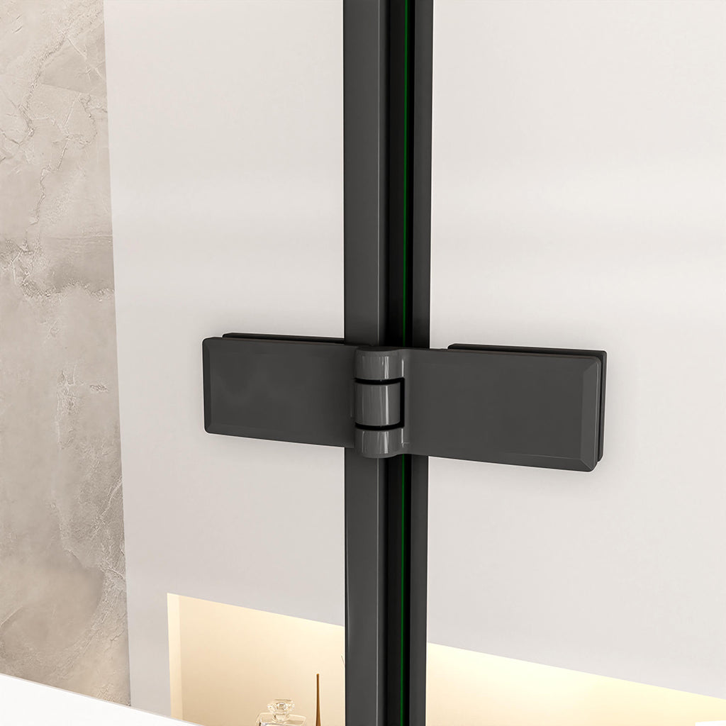 Nano Glas Faltwand Drehwand Trennwand Badewannenaufsatz mit Seitenwand Duschwand Abtrennung 130+80cm Schwarz