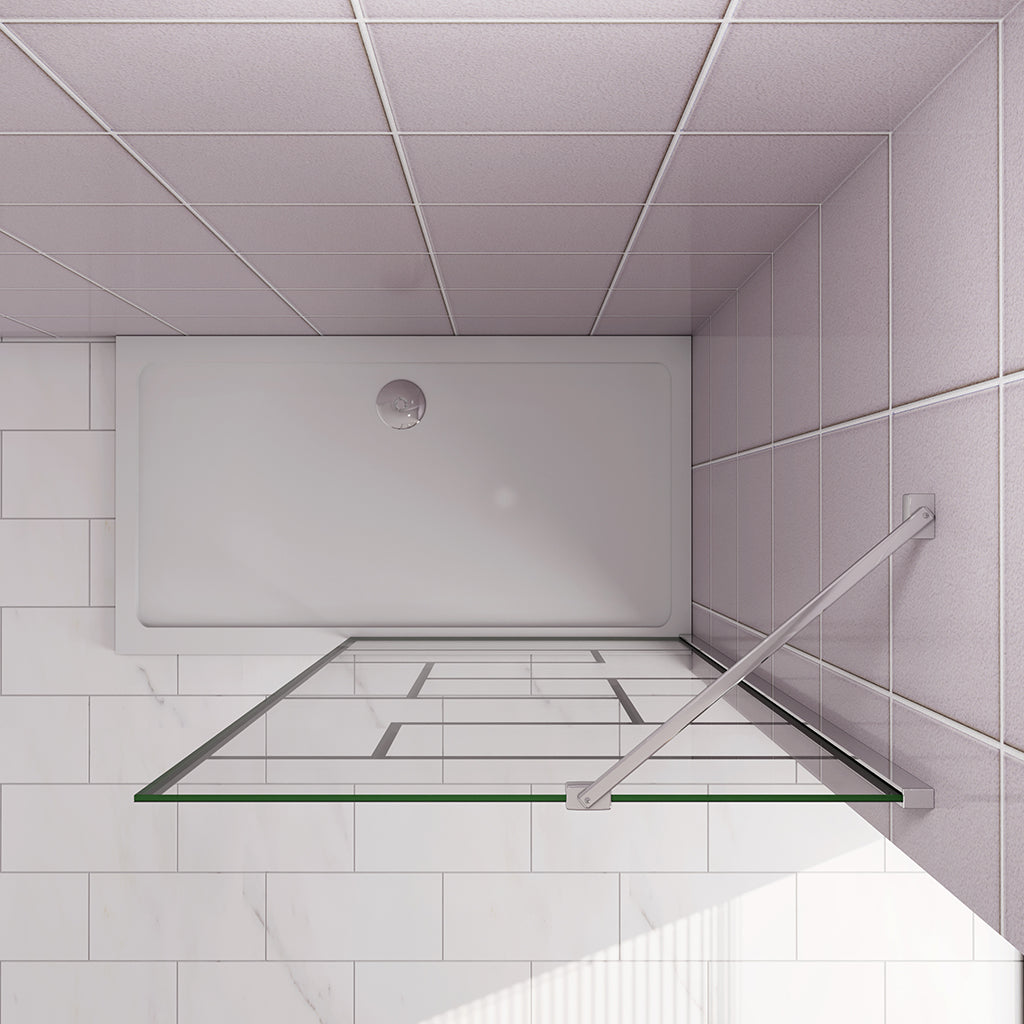 Duschabtrennung 120 H.200 cm Walk in Duschwand mit Stabilisationsstange 45cm für badezimmer