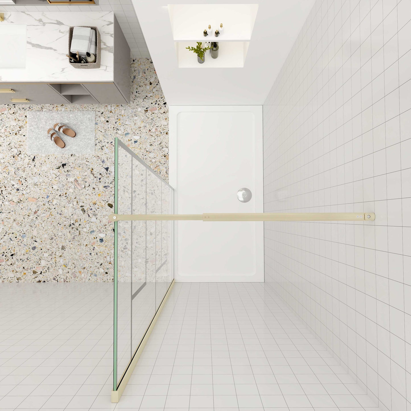 Duschabtrennung 8mm NANO Glas 140 cm Duschtrennwand goldfarben