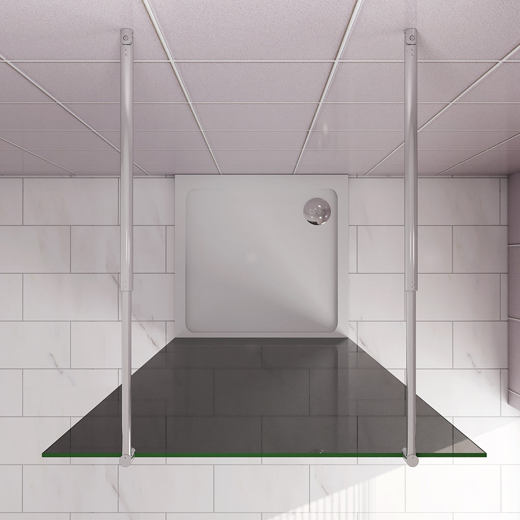 Duschkabine 117.7 H.200 cm 10cm Walk in Duschwänd Schwarz Schutzfolie mit 2xStabilisationsstange 70-120cm für badezimmer