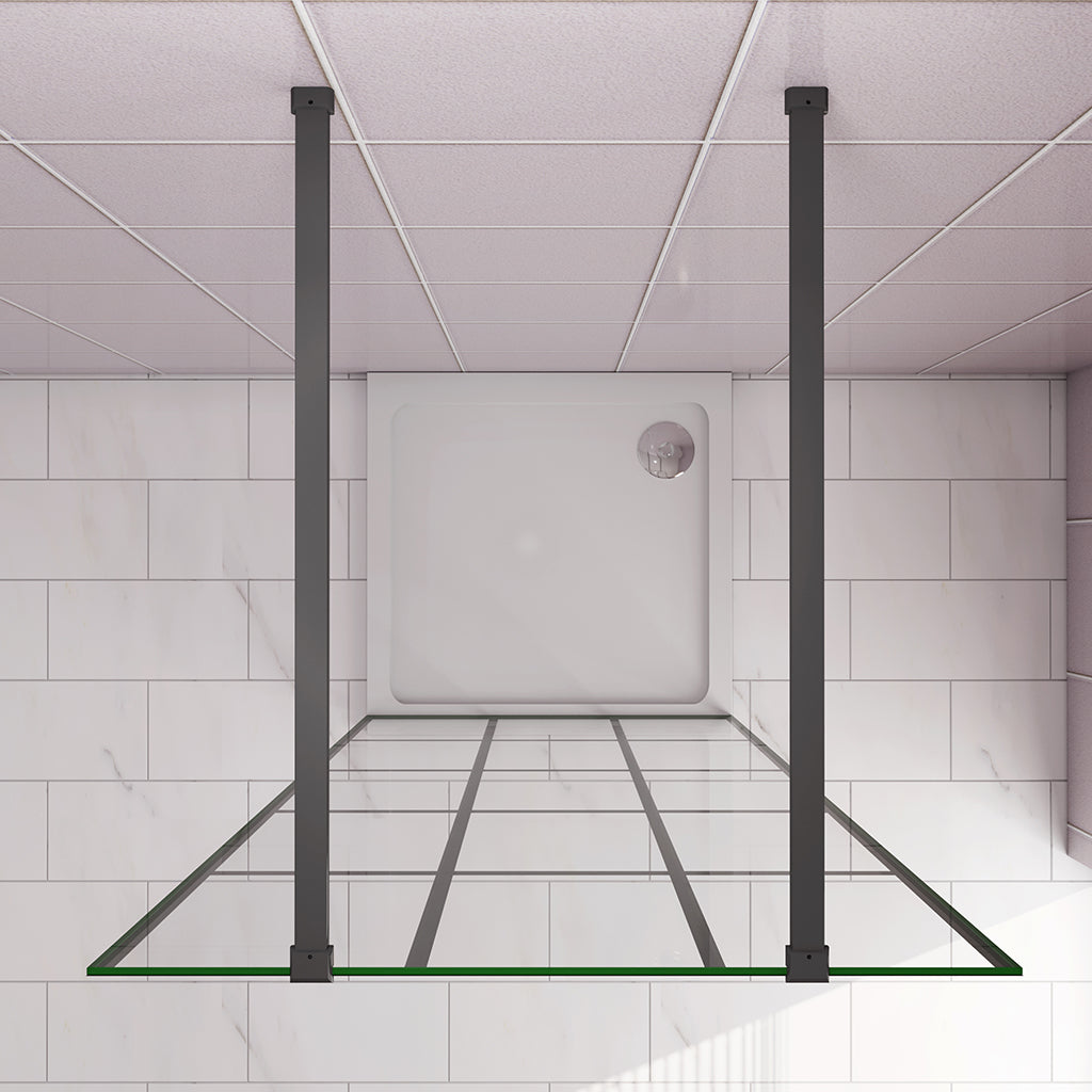Duschkabine 137.7 H.200 cm Walk in Duschwand Gittermuster mit 2xStabilisationsstange 90cm für badezimmer
