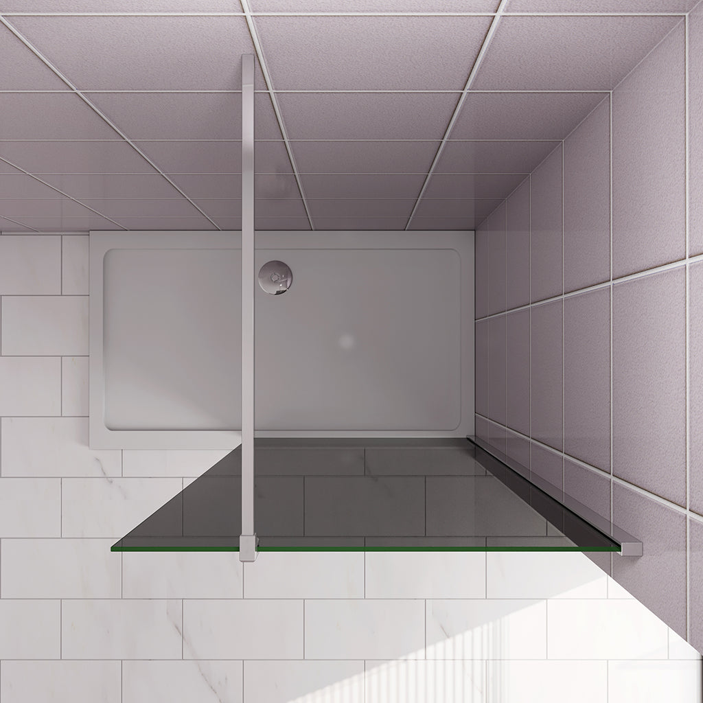 Duschkabine 140 H.200 cm 10cm Walk in Duschwand Schwarz Schutzfolie mit Stabilisationsstange 90cm für badezimmer