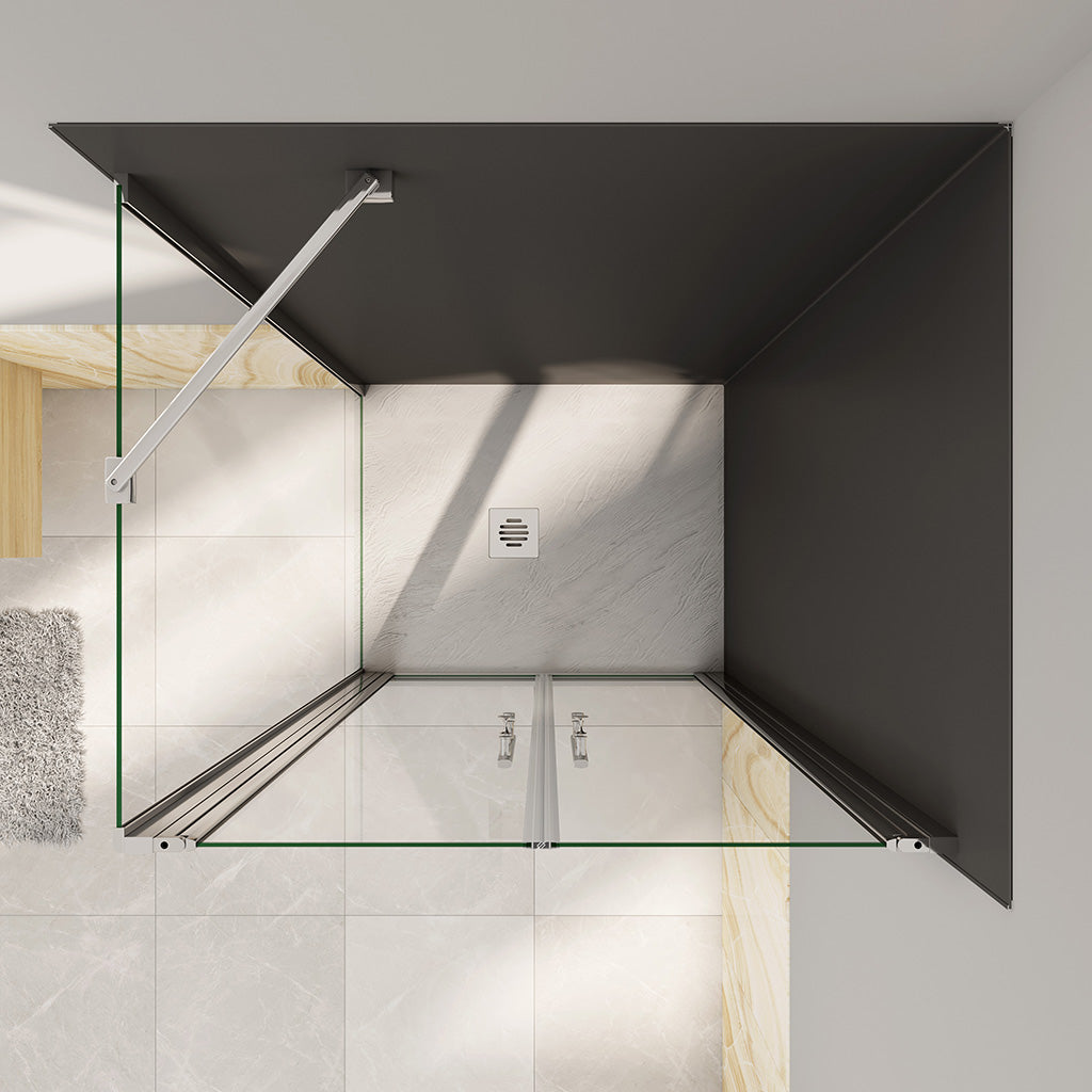 Duschkabine 195 Höhe Doppelpendeltüren 100 mit Seitenwand 80 cm