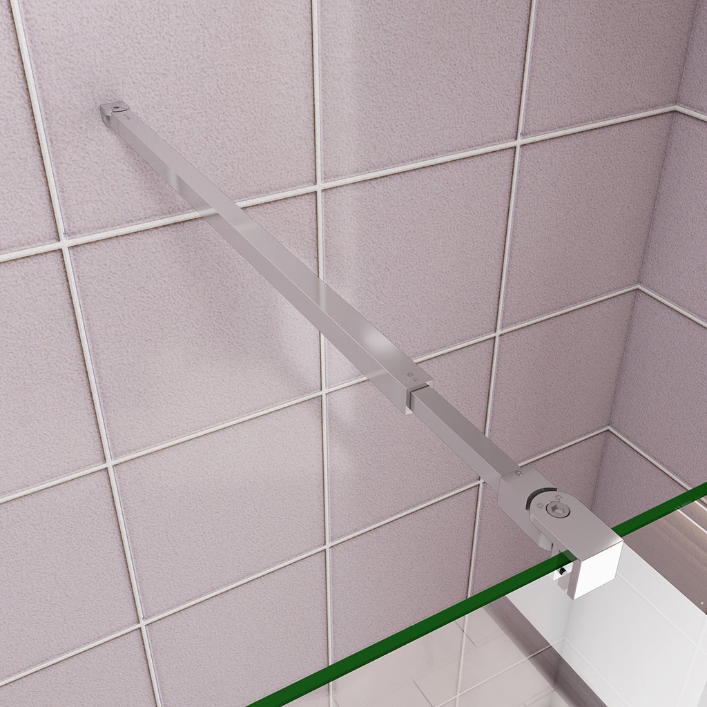 Duschkabine 1cm Walk in Duschwänd 127.7 mit 2xStabilisationsstange 73-120cm für badezimmer