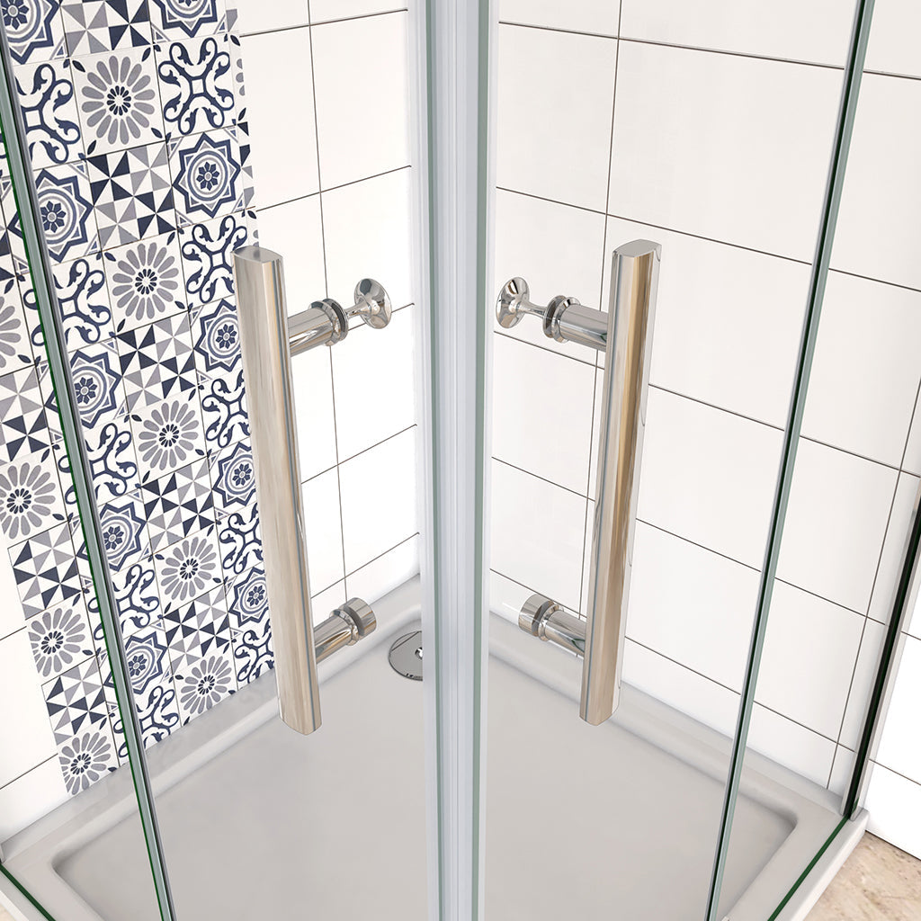 Duschkabine Drehtür Eckeinstieg 800x800xH1950mm Duschtasse Ablaufgarnitur für badezimmer