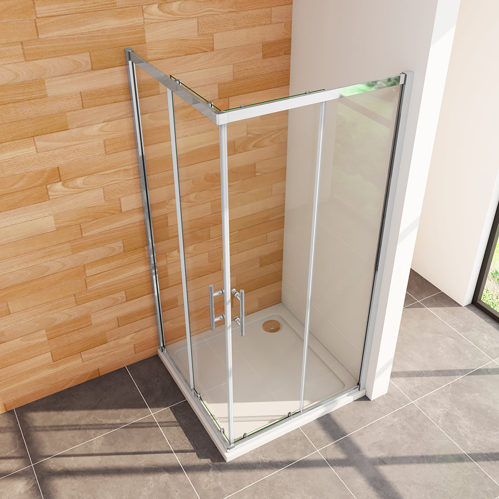 Duschkabine Schiebetür Eckeinstieg 1100x760xH1850mm Duschtasse Ablaufgarnitur