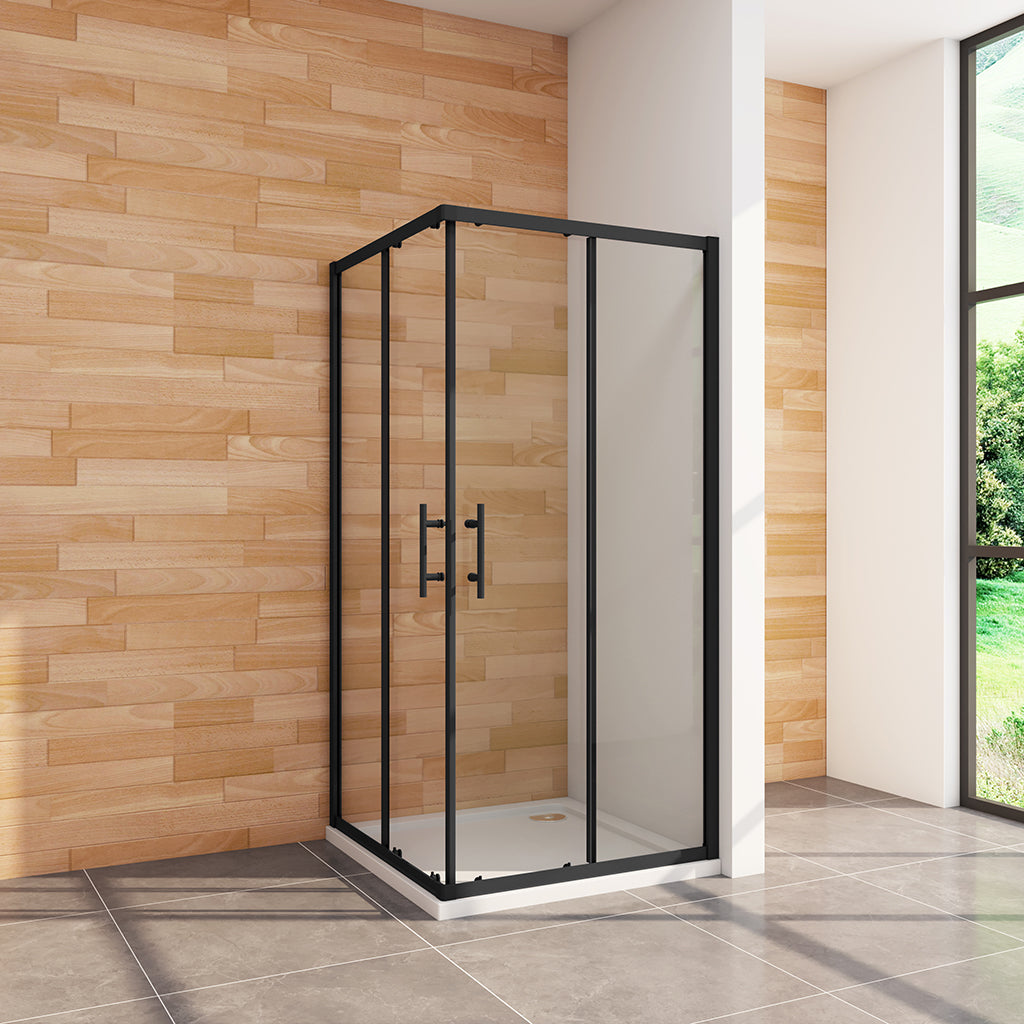 Duschkabine Schiebetür Eckeinstieg 900x900xH1950mm Duschtasse Ablaufgarnitur für badezimmer