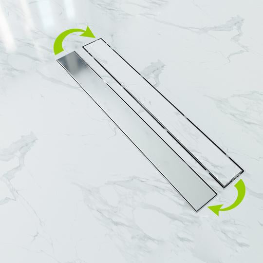 Edelstahl Duschrinne Duschablauf flach Bodenablauf Dusche Siphon mit Geruchsstop und Haarsieb 2 in 1 Muster 80cm
