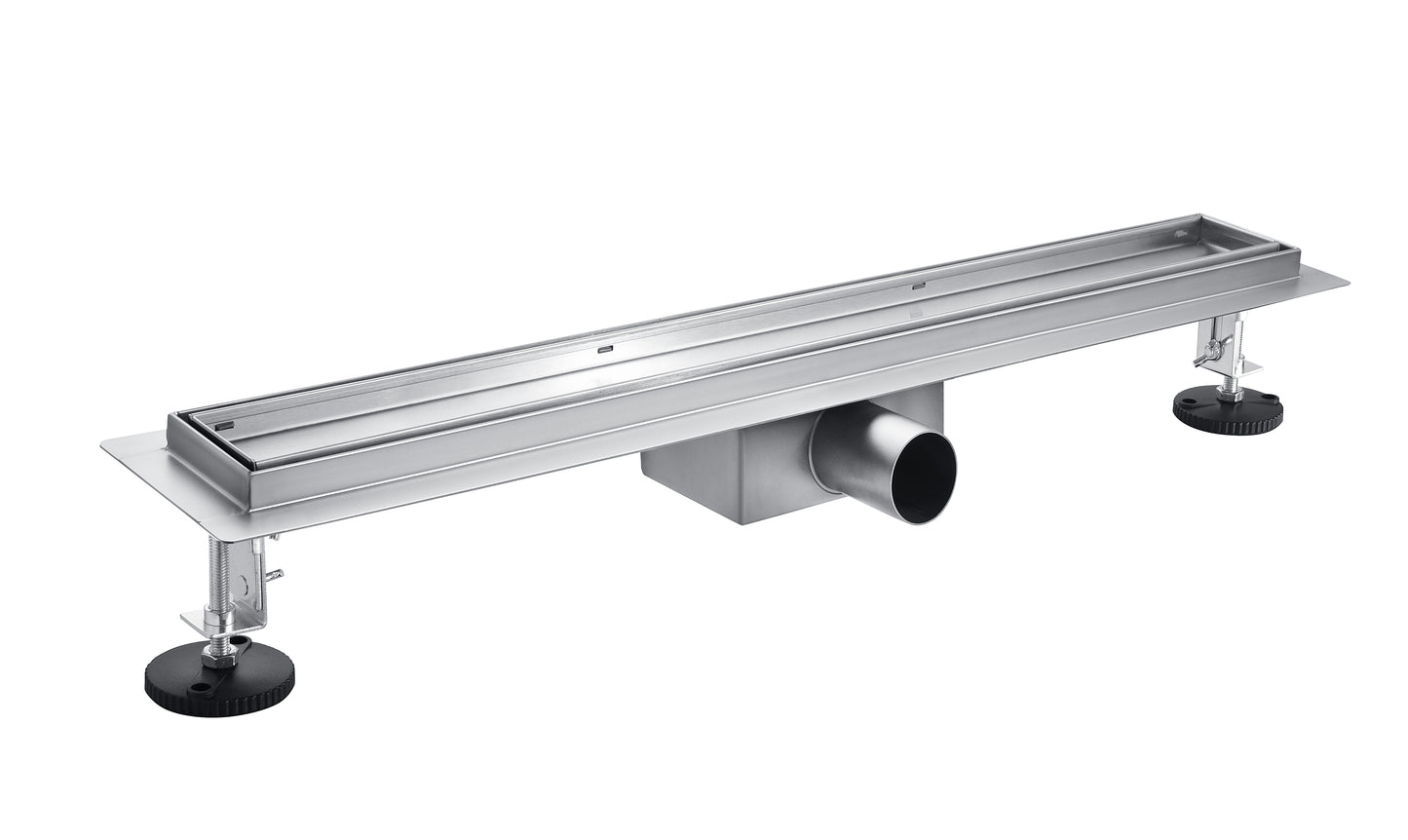 Edelstahl Duschrinne Duschablauf flach Bodenablauf Dusche Siphon mit Geruchsstop und Haarsieb 2 in 1 Muster 80cm