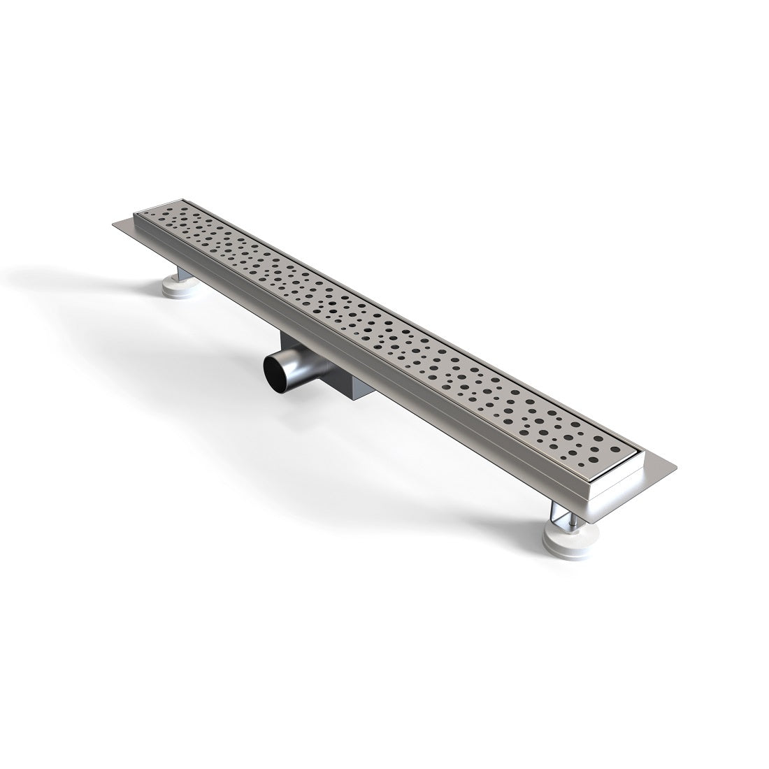 Duschrinne Edelstahl Duschablauf flach Bodenablauf Komplettset Siphon mit Geruchsstop und Haarsieb Kreise 80cm