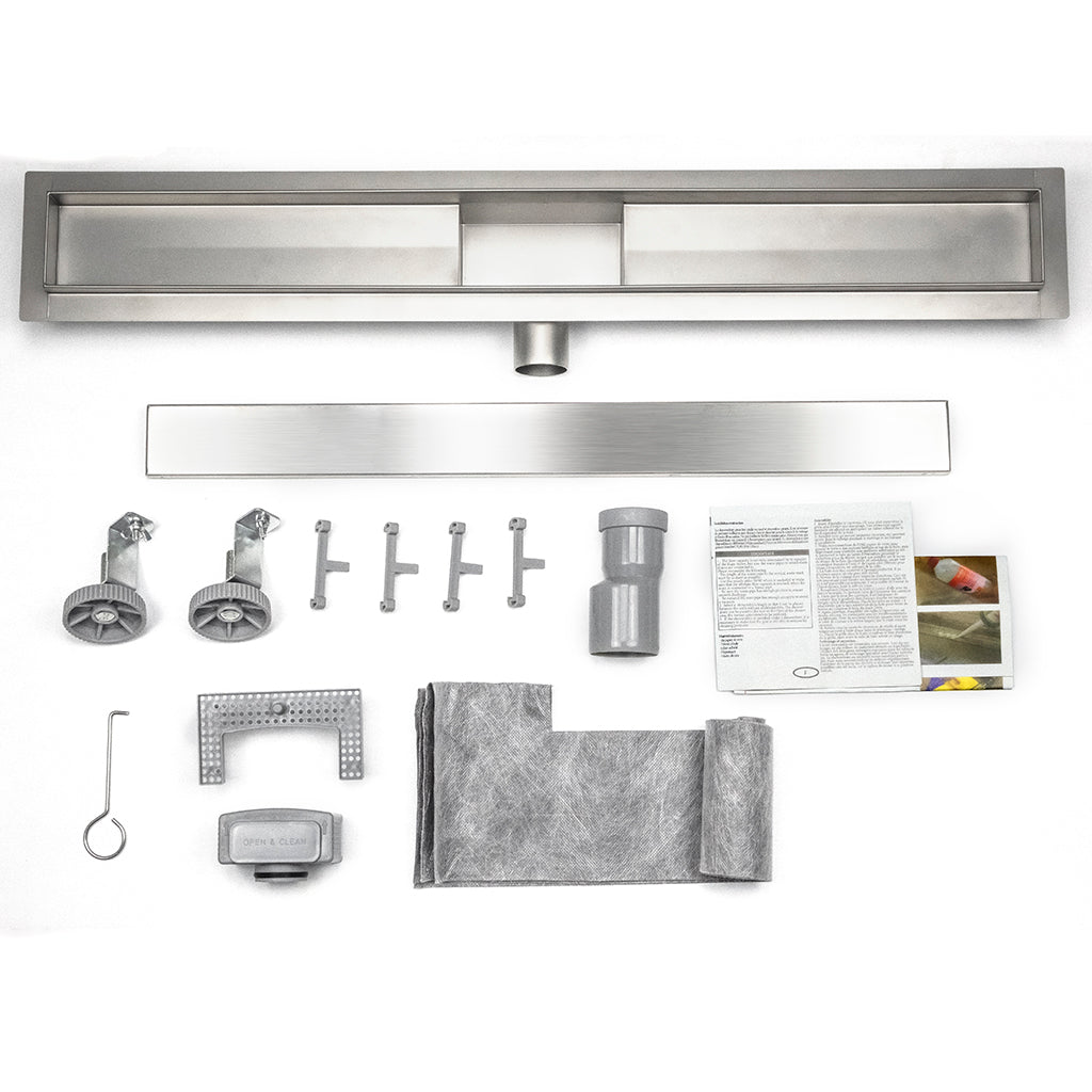 Edelstahl Duschrinne Duschablauf flach Bodenablauf Dusche Siphon mit Geruchsstop und Haarsieb 2 in 1 Muster 80cm