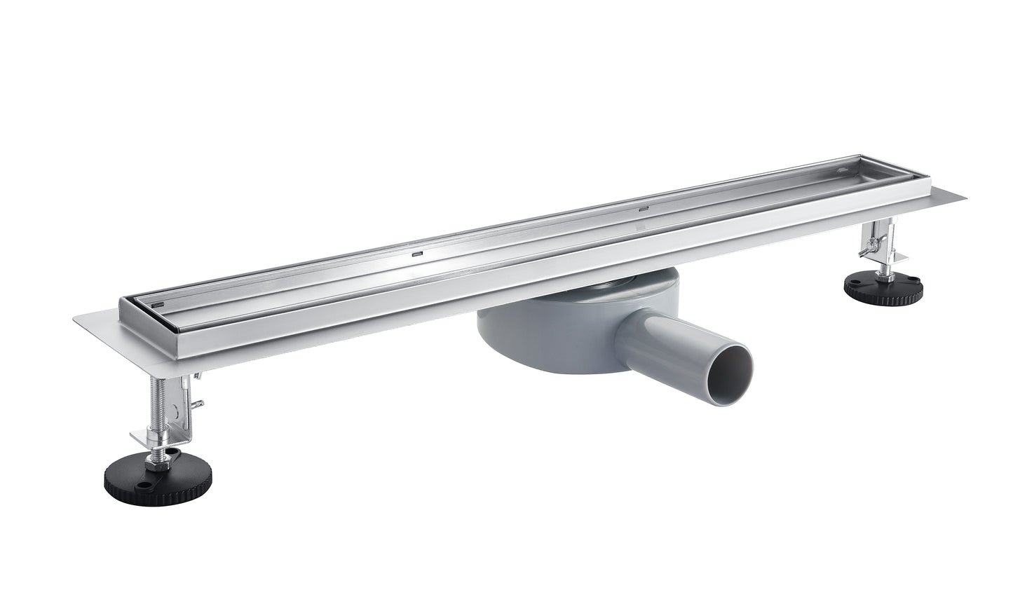 Duschrinne mit 360° drehbarem Siphon, befliesbarer Bodenablauf mit Geruchsstop und Haarsieb 80cm