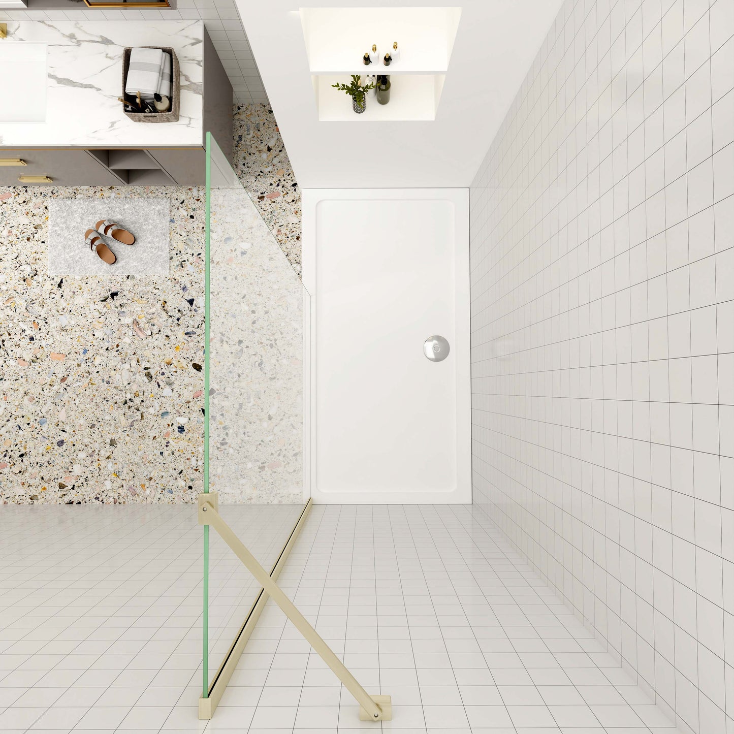 Duschtrennwand 8mm NANO Glas 140 cm goldfarben