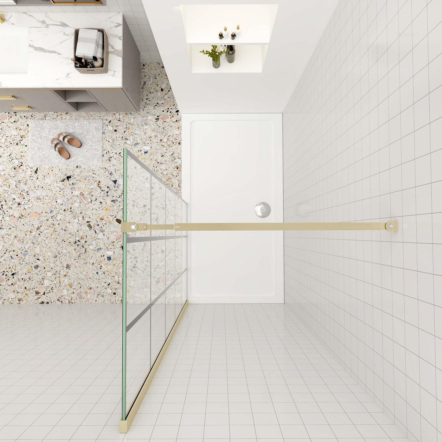 Duschtrennwand 8mm NANO Glas 80 cm Duschwand für Dusche Duschabtrennung goldfarben