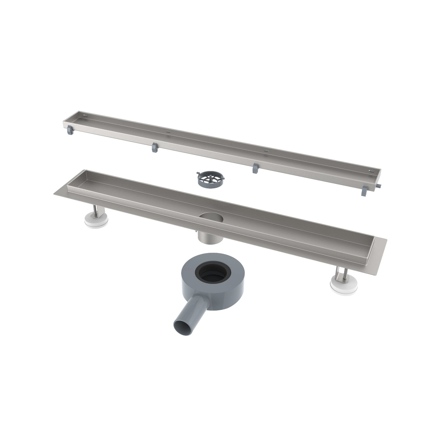 Duschrinne mit 360° drehbarem Siphon, befliesbarer Bodenablauf mit Geruchsstop und Haarsieb 80cm