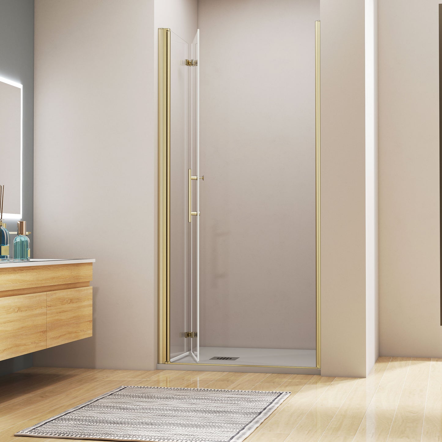 Falttür Drehtür Schwingtür Nischentür 120xH.195 cm Duschabtrennung 6mm NANO Glas