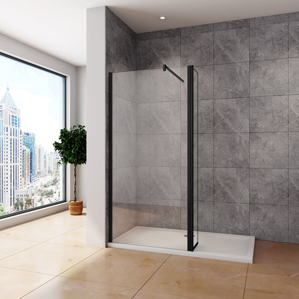 Glasdusche Walk in Duschwänd 120+40 mit Schwenkbar Stabilisationsstange 90cm für badezimmer