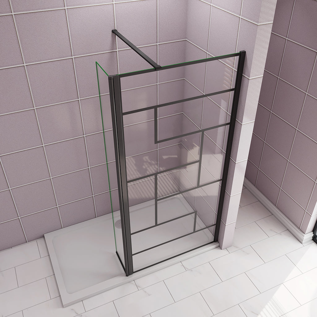 GlasDuschwänd Walk in Duschwänd 100+30 mit Schwenkbar Stabilisationsstange 140cm für badezimmer