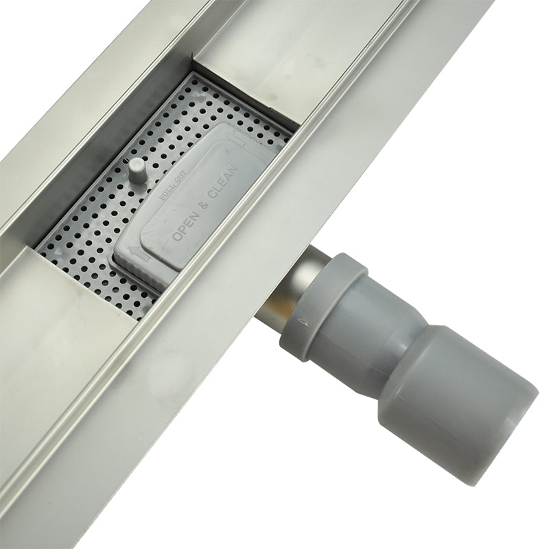 Edelstahl Duschrinne Duschablauf flach Bodenablauf Dusche Siphon mit Geruchsstop und Haarsieb 2 in 1 Muster 80cm
