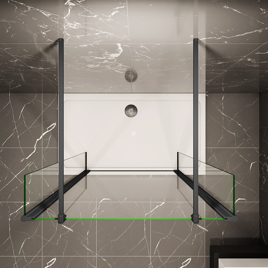 Walk In Duschabtrennung 1400mm mit 2x300mm Seitenpaneel Stabilisationsstange 1400mm