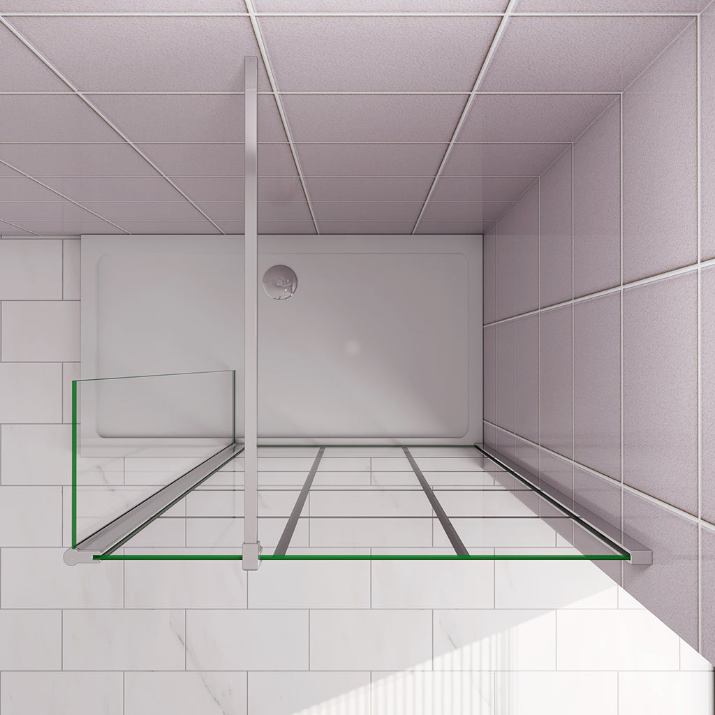 Walk in Duschwänd 120+40 Gittermuster mit Schwenkbar Stabilisationsstange 90 cm für badezimmer