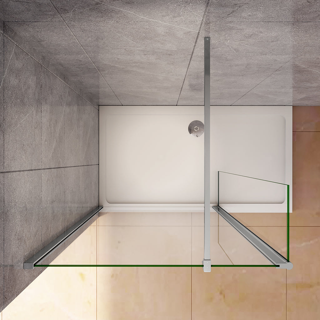 Walk in Duschwand 50+40 mit Schwenkbar Stabilisationsstange 140 cm dusche