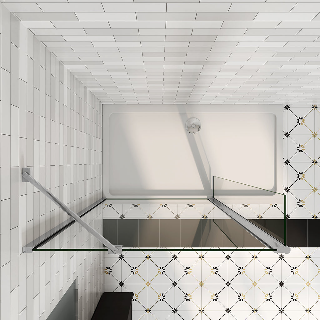 Walk in Duschwand 700+300 mit Schwenkbar Stabilisationsstange 450 mm