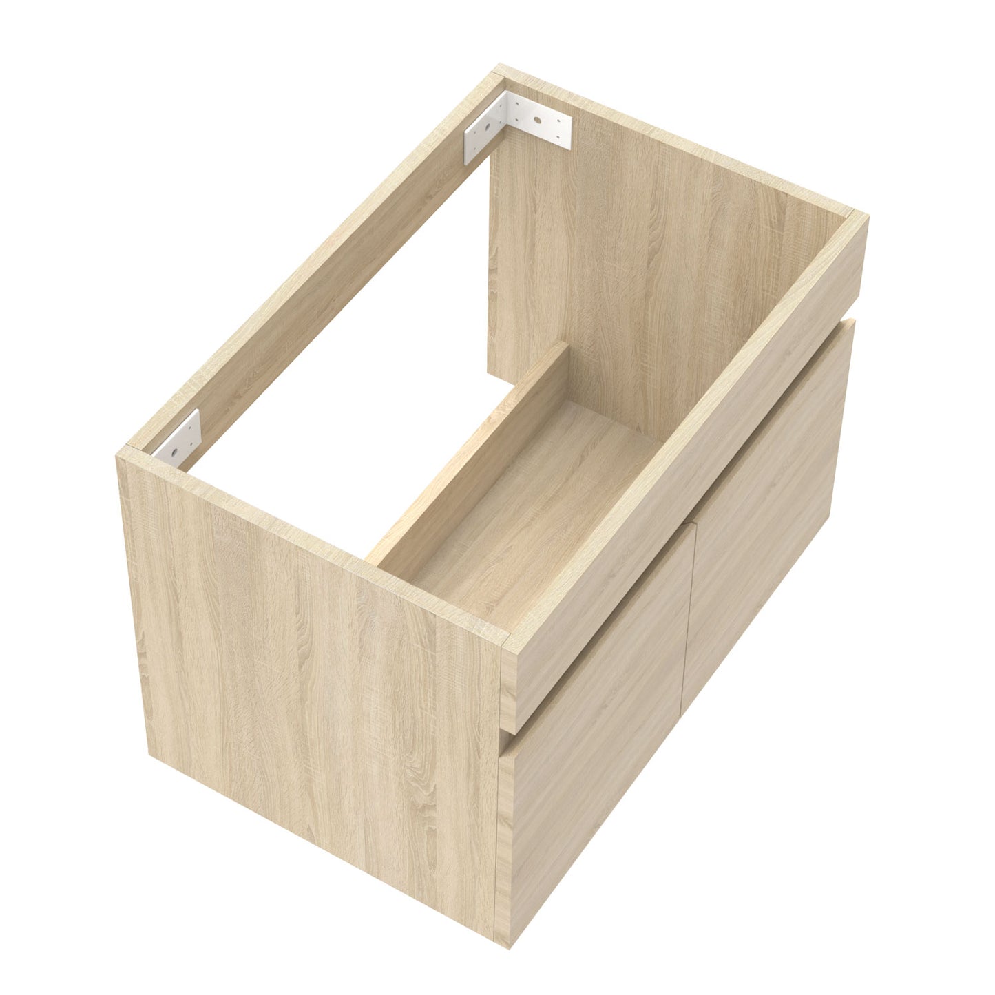 Badezimmer Badmöbel 60cm Schwarz Mineralguss Waschtisch mit Unterschrank Hängeschrank Eiche Matt Badezimmerschränke Badschrank mit 2 Soft-Close Türen