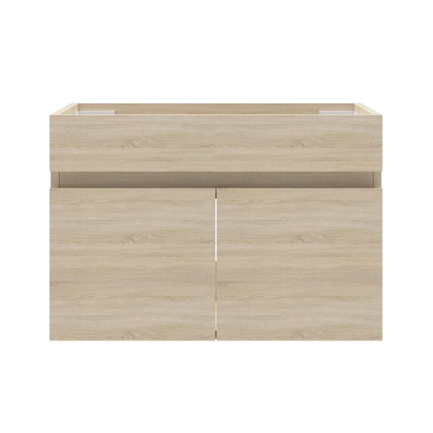 Badezimmer Badmöbel 60cm Schwarz Mineralguss Waschtisch mit Unterschrank Hängeschrank Eiche Matt Badezimmerschränke Badschrank mit 2 Soft-Close Türen