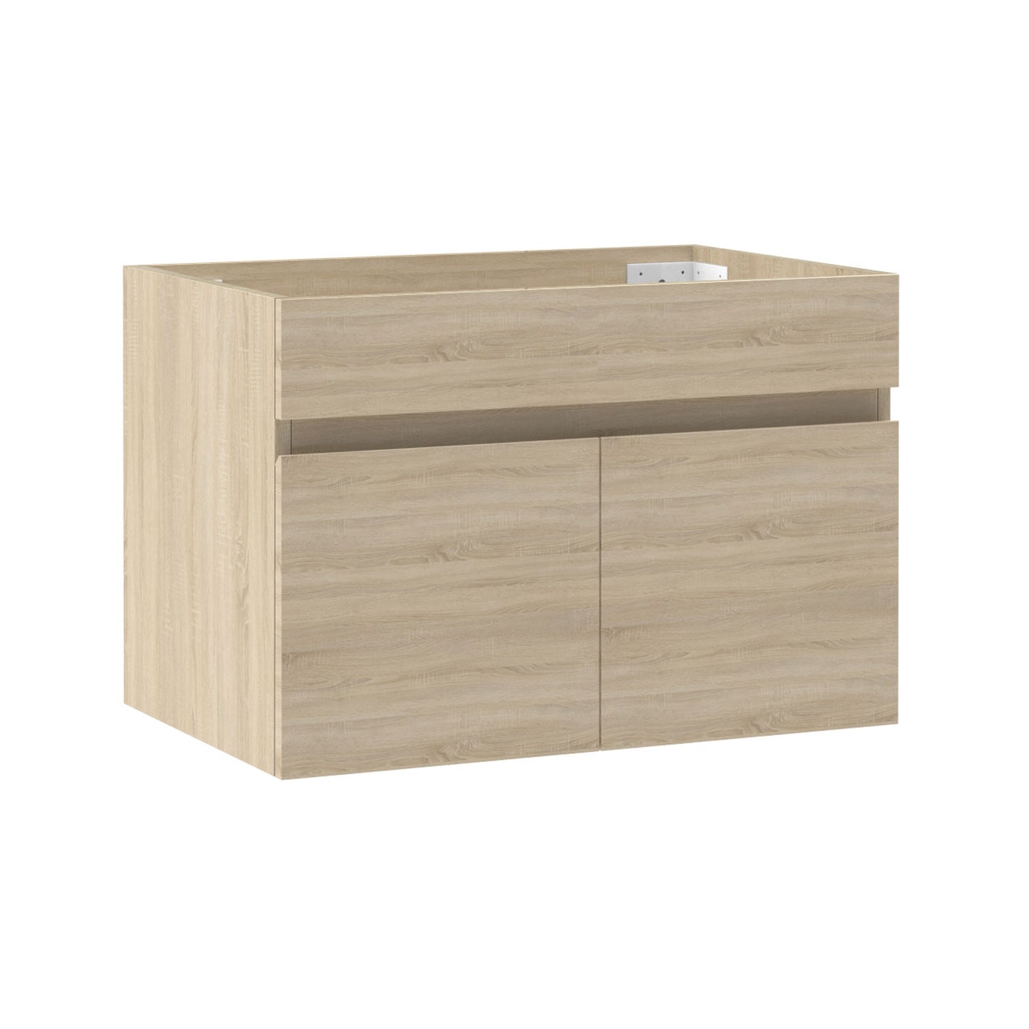 Badezimmer Badmöbel 60cm Schwarz Mineralguss Waschtisch mit Unterschrank Hängeschrank Eiche Matt Badezimmerschränke Badschrank mit 2 Soft-Close Türen