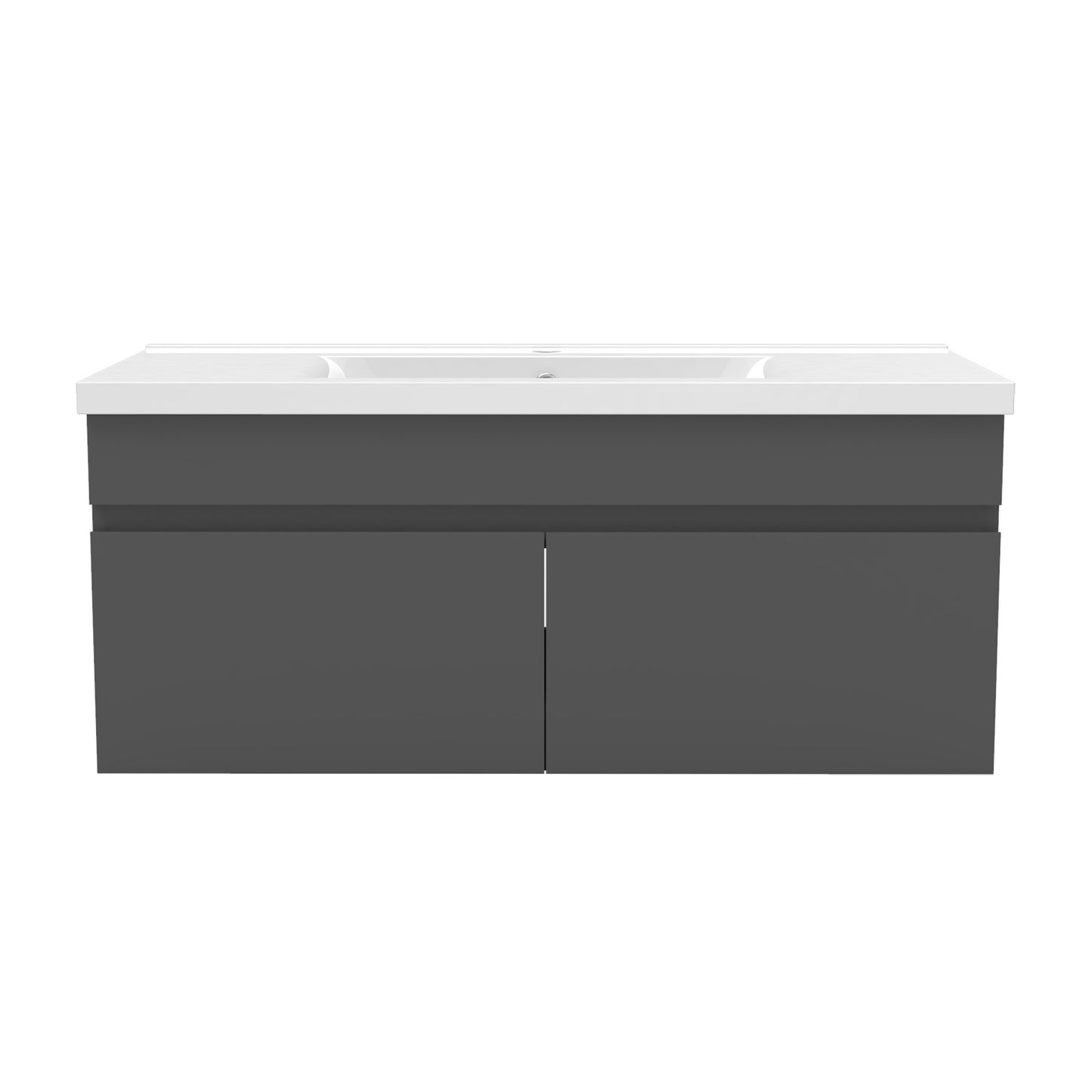 Badezimmer Badmöbel 100cm Keramik Waschtisch mit Unterschrank Hängeschrank Dunkelgrau Matt Badezimmerschränke Badschrank mit 2 Soft-Close Türen