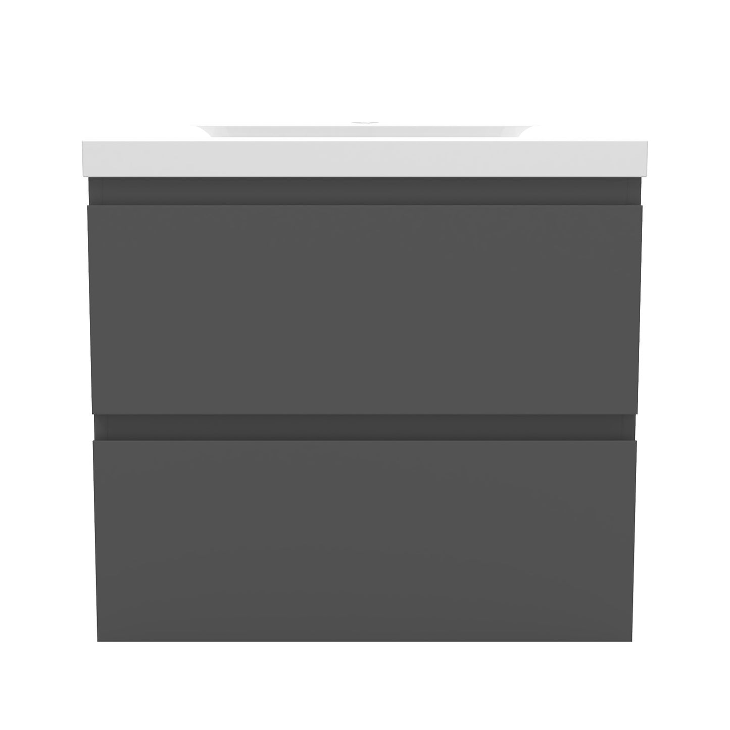 Badezimmermöbel 60cm Dickes Keramik Waschtisch mit Unterschrank Badmöbel set Badezimmerschränke mit 2 Soft-Close Schubladen Dunkelgrau Matt