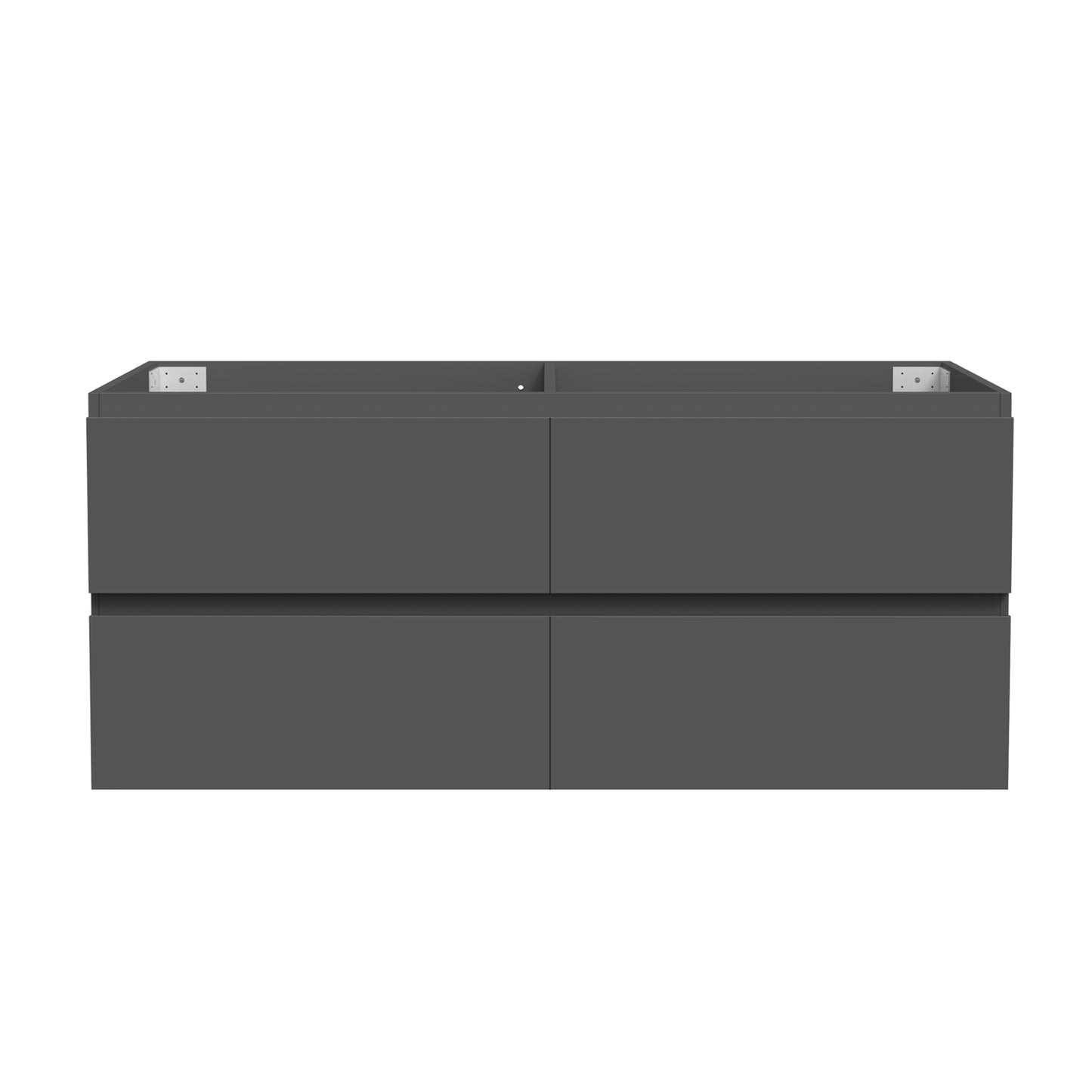 Badezimmermöbel 120cm Mineralguss Waschtisch mit Unterschrank Badmöbel set Badezimmerschränke mit 4 Soft-Close Schubladen Dunkelgrau Matt