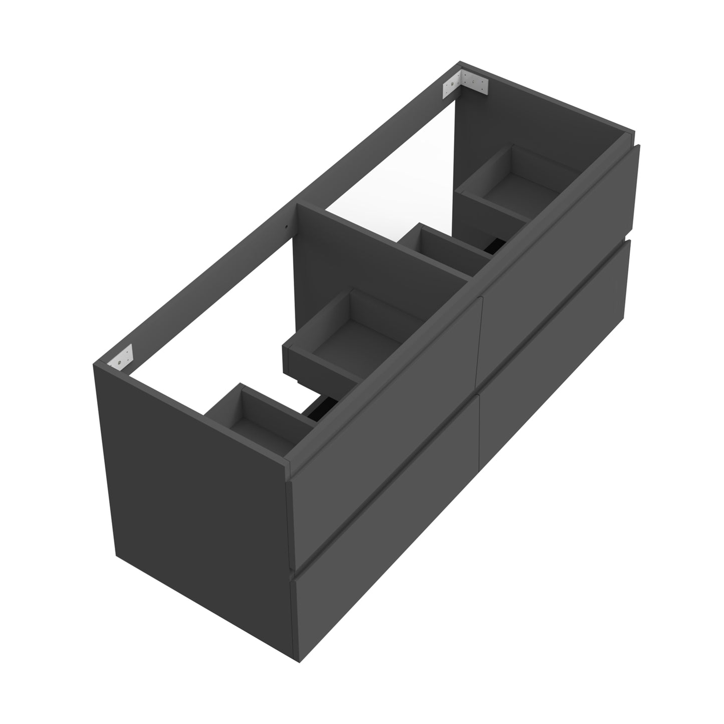 Badezimmermöbel 120cm Mineralguss Waschtisch mit Unterschrank Badmöbel set Badezimmerschränke mit 4 Soft-Close Schubladen Dunkelgrau Matt