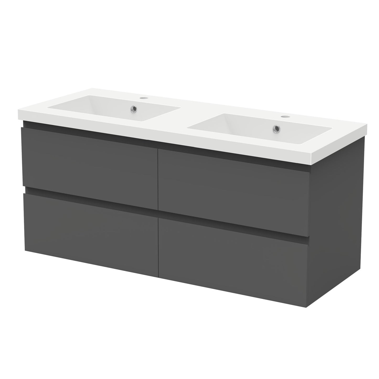 Badezimmermöbel 120cm Mineralguss Waschtisch mit Unterschrank Badmöbel set Badezimmerschränke mit 4 Soft-Close Schubladen Dunkelgrau Matt