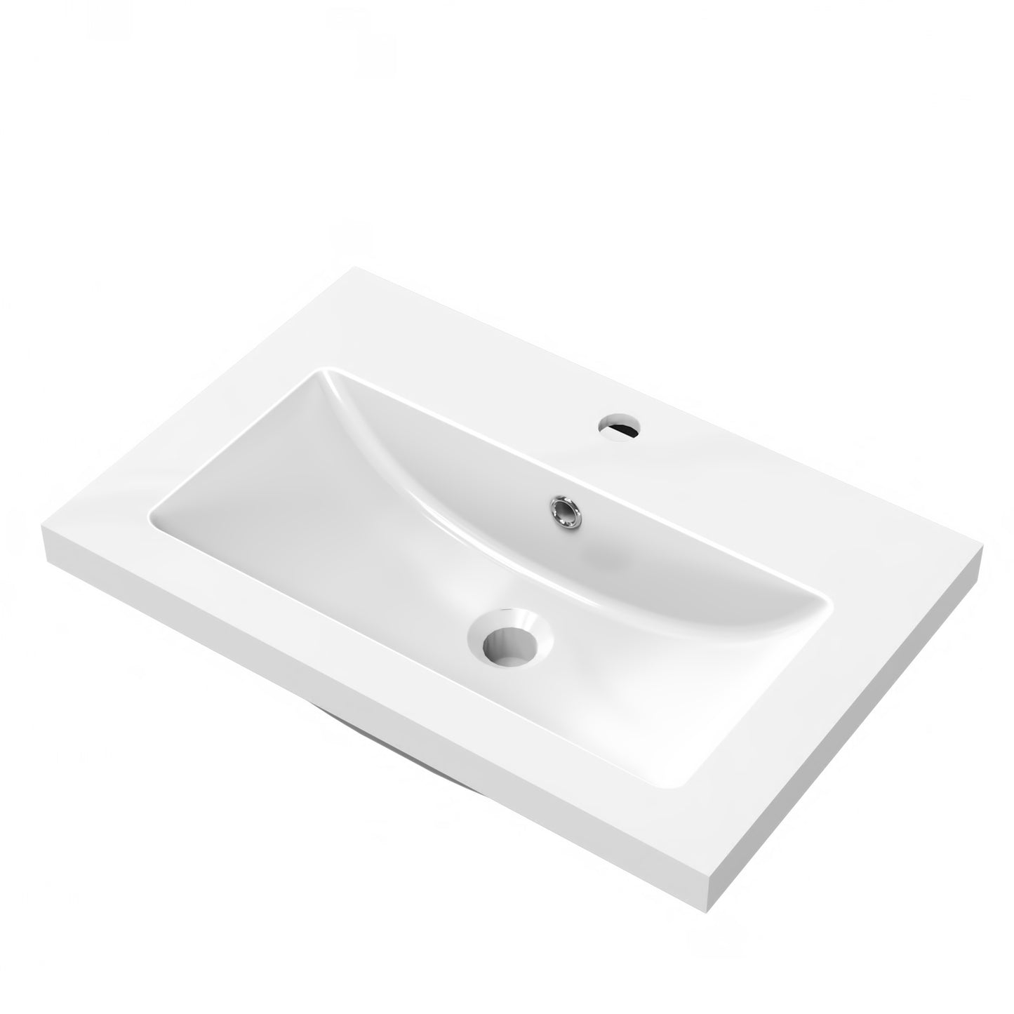 Badmöbel Set 60 cm Breit Weiß Matt Badezimmermöbel Mineralguss waschbecken mit unterschrank 2 Soft-Close Türen Standschrank