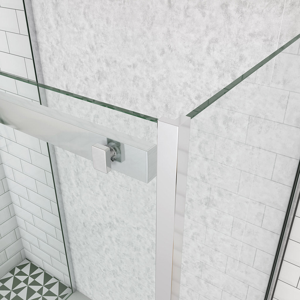 duschschiebetür glas U-Form 100x80 H195 cm Aluverbundplatte für badezimmer