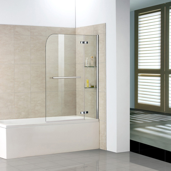 Badewanne 2 tlg. Faltwand Duschwand Drehen 90 Grad duschabtrennung 90x140cm - zum Schließen ins Bild klicken