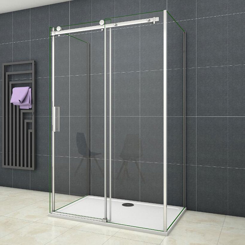 120cm U-FORM Duschabtrennung Duschkabine Dusche U-Kabine Drehtür ESG-Glas Duschwand 6mm Echtglas