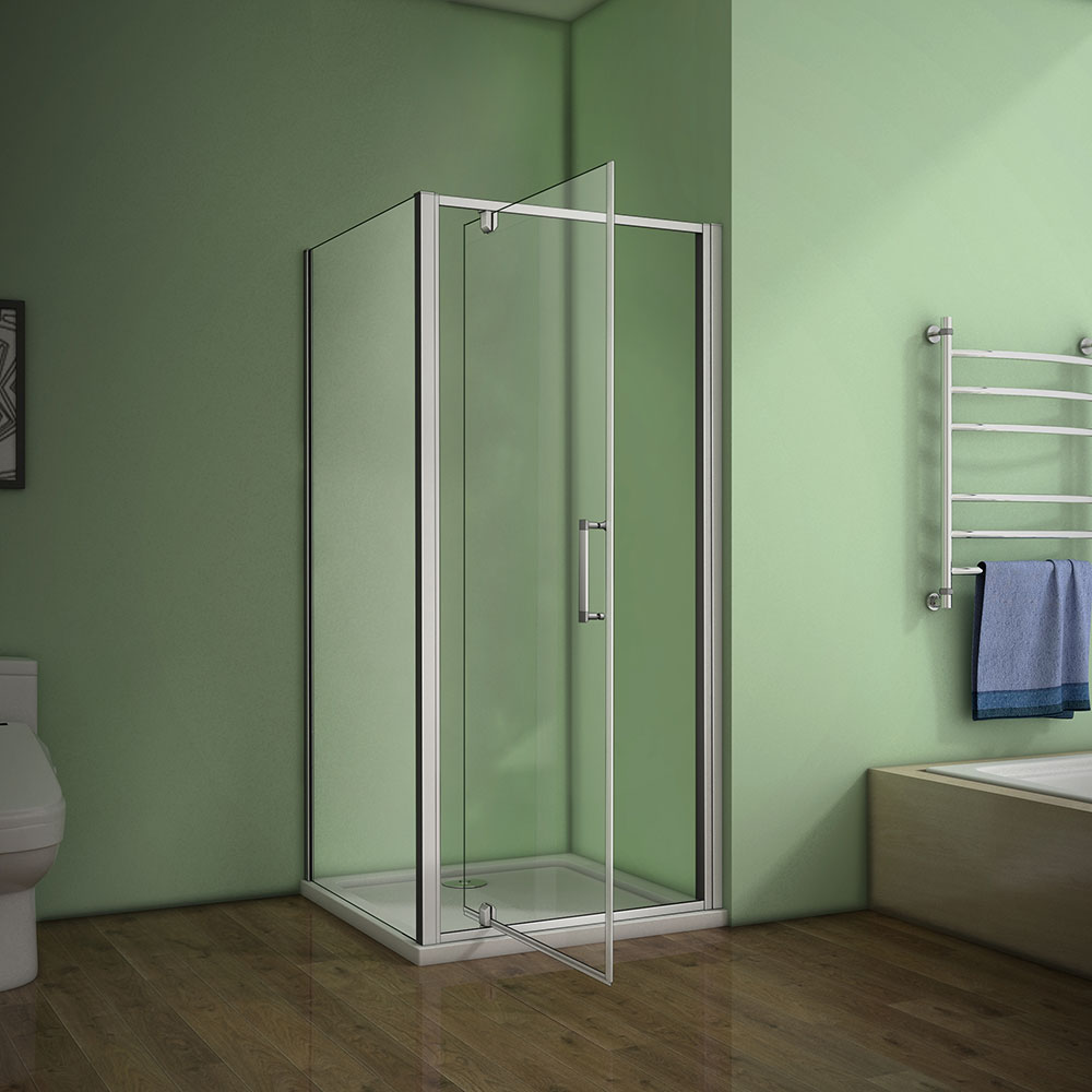 Duschkabine Duschabtrennung Drehtür Glas Dusche Duschwand 80x80x185cm + Duschtasse
