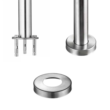 OZEAN Treppengeländer Edelstahl mit 3 Querstreben | 80 - 200 cm | 1,8mm Wandstärke Bodenmontage Silber