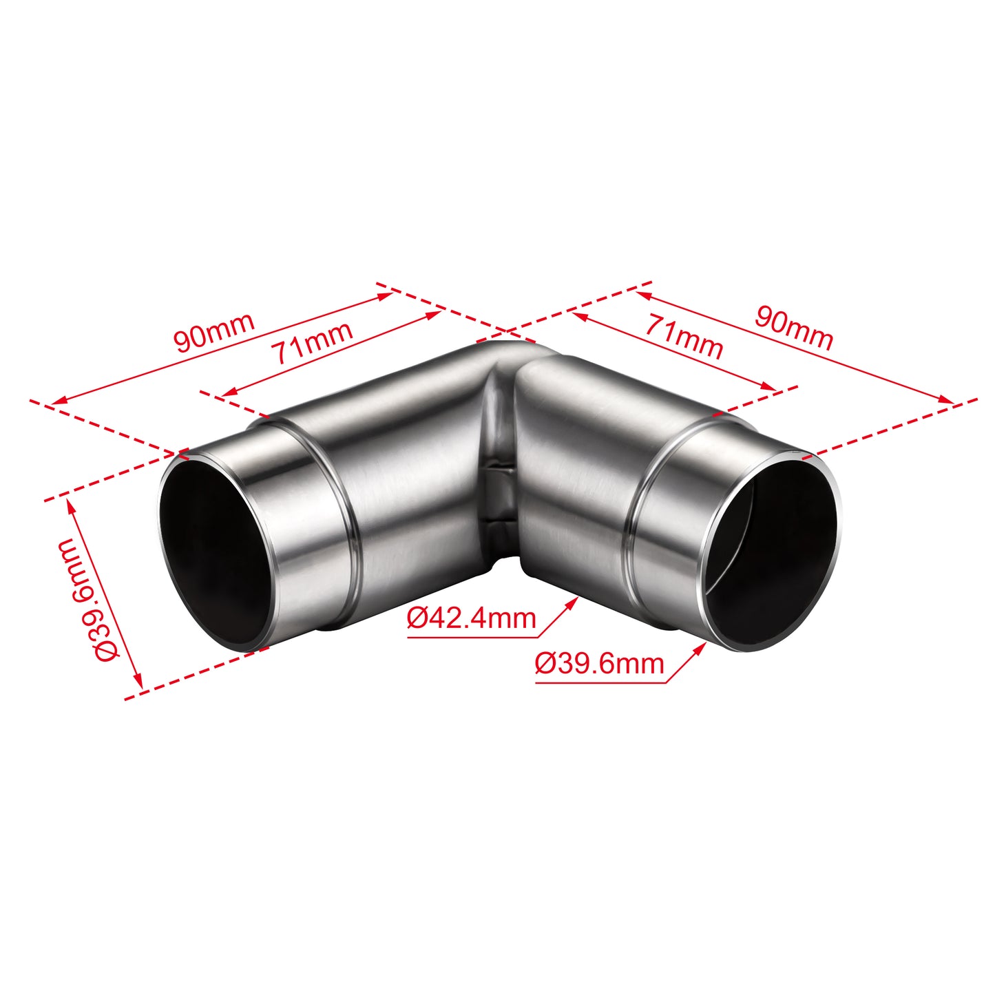 OZEAN Handlaufverbinder Edelstahl Ø 42,4 mm | Gerade oder Flexibel 90°-220° | Silber & Schwarz