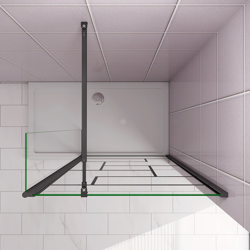 100+40 H.200 cm Walk in Duschwänd mit Schwenkbar Stabilisationsstange 73-120cm für badezimmer