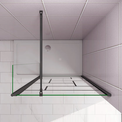 100+40 H.200 cm Walk in Duschwänd mit Schwenkbar Stabilisationsstange 73-120cm für badezimmer