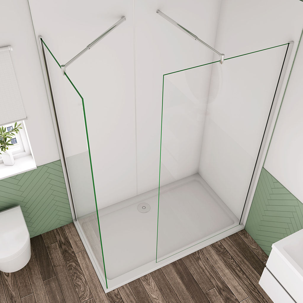 100+60 H.200 cm 10cm glas Walk In als Eckdusche mit Stabilisationsstange 70-120cm für badezimmer